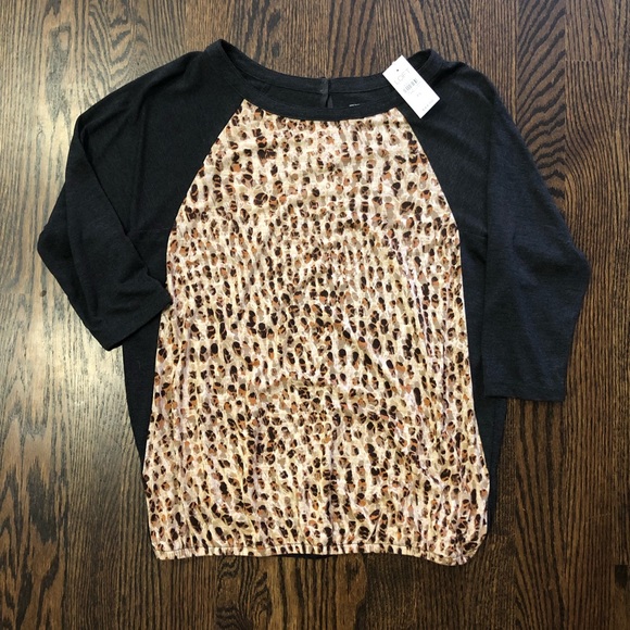 NWT Loft 3/4 Sleeve Leopard Tee - Picture 2 of 7
